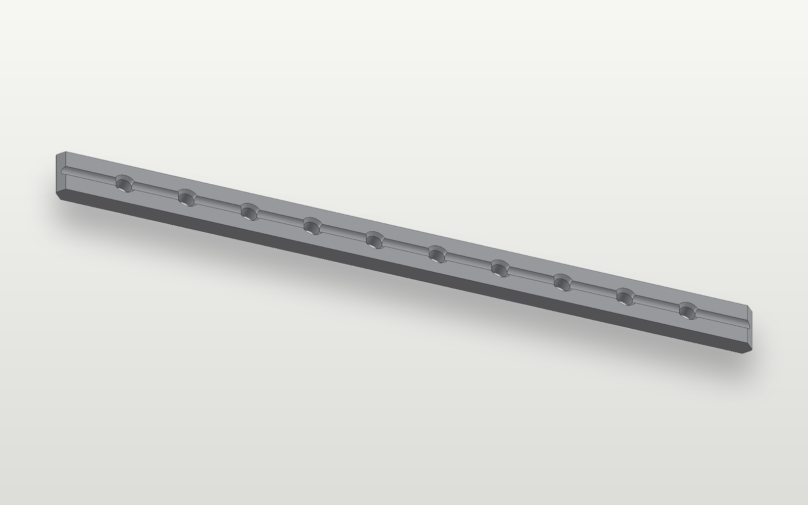 SolidWorks model of the 10-hole Ti-6Al-4V tibial locking compression plate